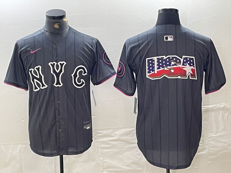 Men New York Mets Blank Black City Edition 2024 Nike MLB Jersey style 4